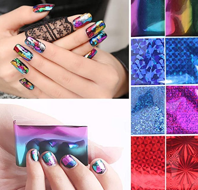 Women's Multicolor Paper Nail Wraps with Shiny Finish