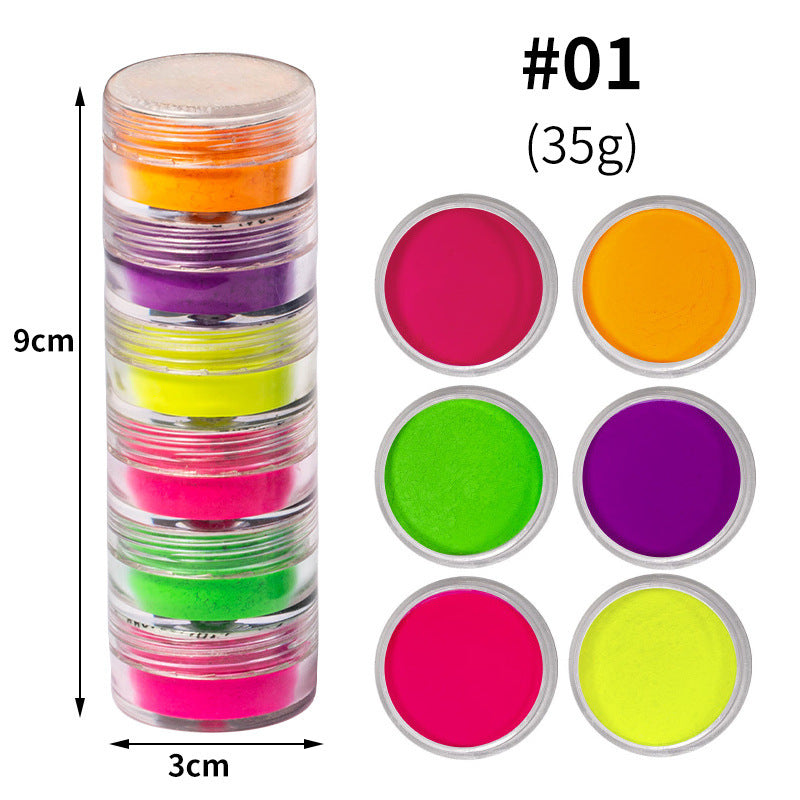 Multicolored Dye Powder for Nail Extensions in 6 Colors