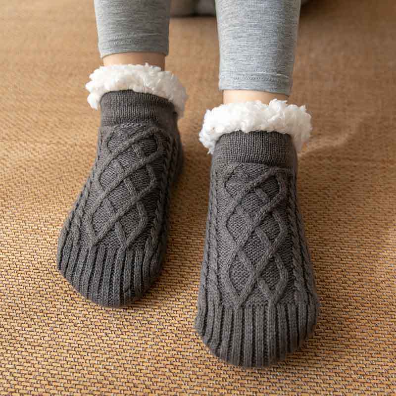 Soft Knit Style Winter Socks with White Fleece Lining in Multiple Colors