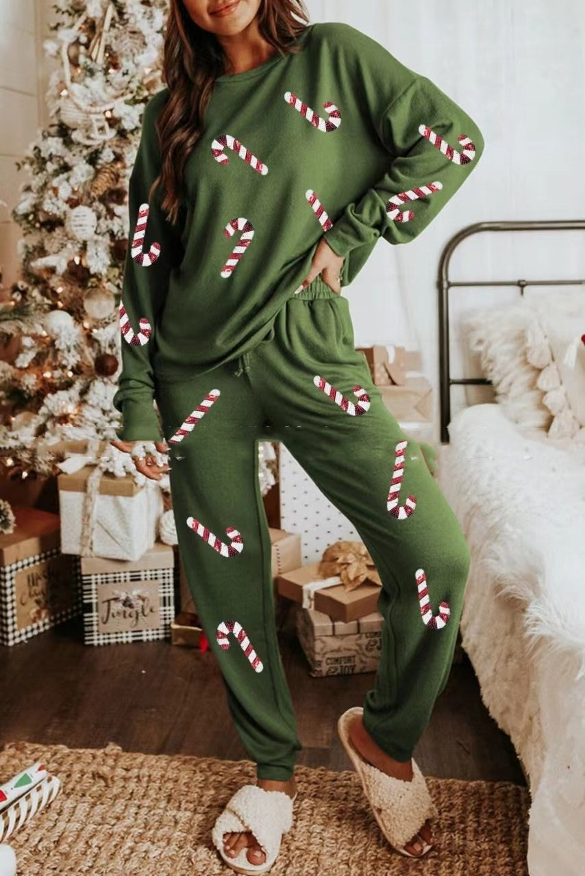 Women's Two Piece Christmas Morning Pajama Set in Various Colors and Patterns