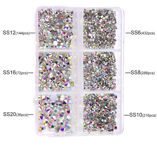 Glass Rhinestone Jewel Press on Adornments for DIY Nails