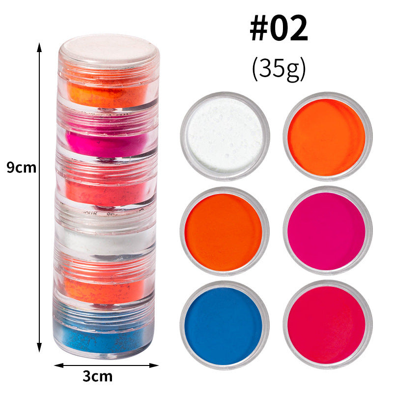 Multicolored Dye Powder for Nail Extensions in 6 Colors