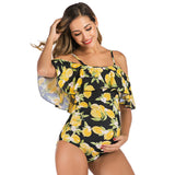 Women’s One Piece Off Shoulder Lemon Print Swimsuit