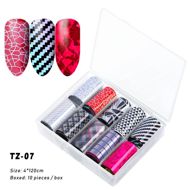 Multicolored and Multipatterned Nail Wraps 10 Piece Set