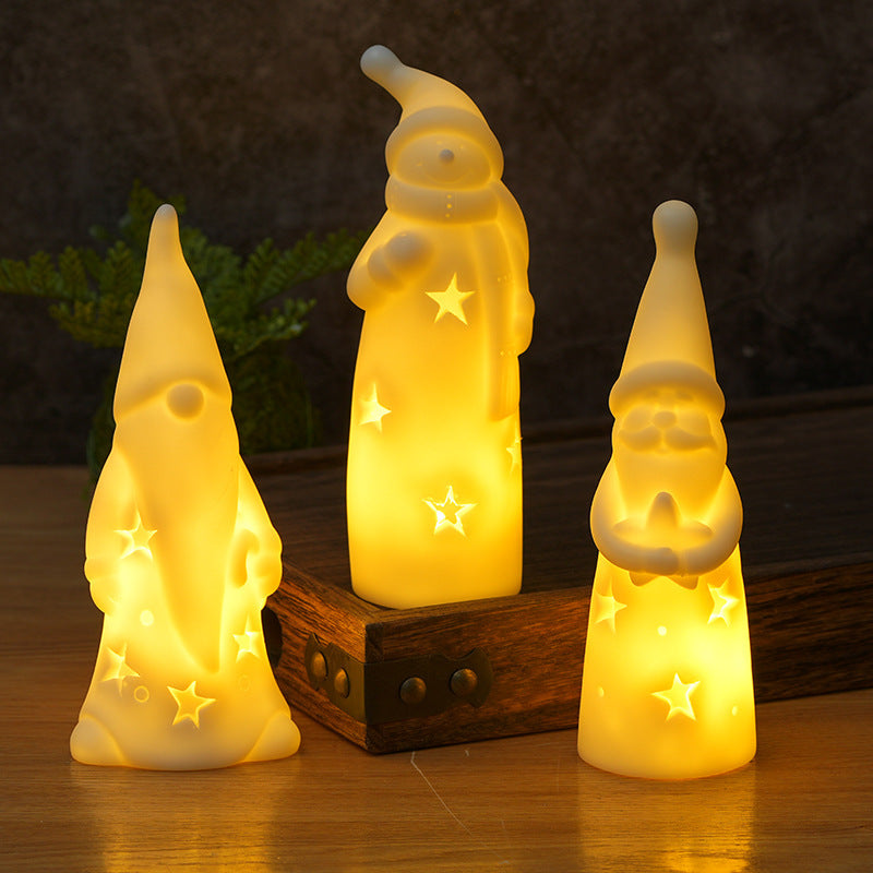 White Tall Light-Up Battery-Operated Plastic Statue Christmas Decoration in Assorted Styles