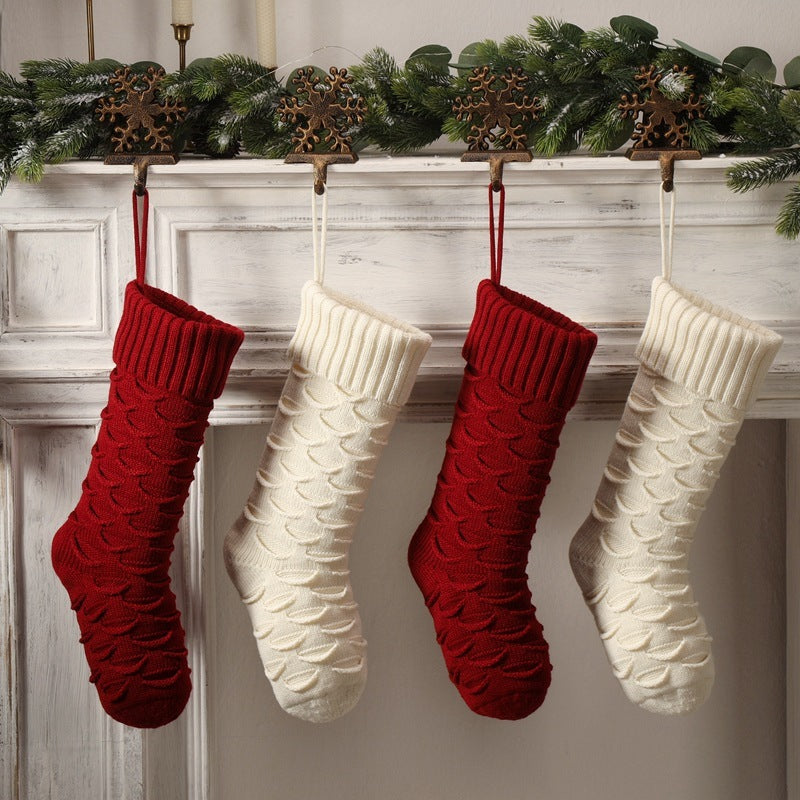 Christmas Stockings with Traditional Knit Style and Ribbed Cuff