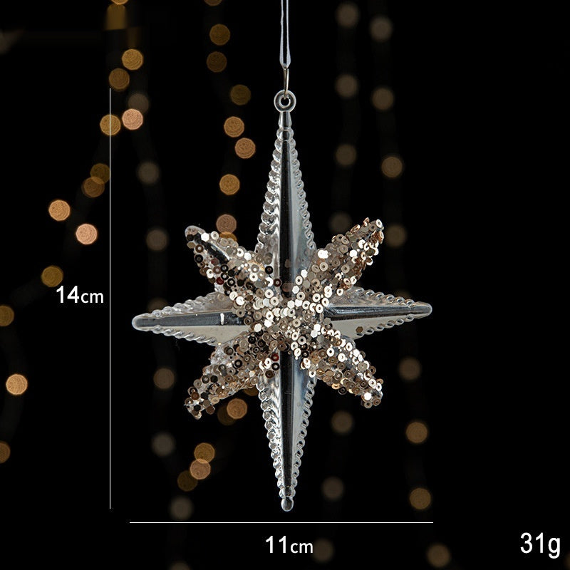 Elegant Sequined Clear Acrylic Hanging Ornament Decorations with Ribbon