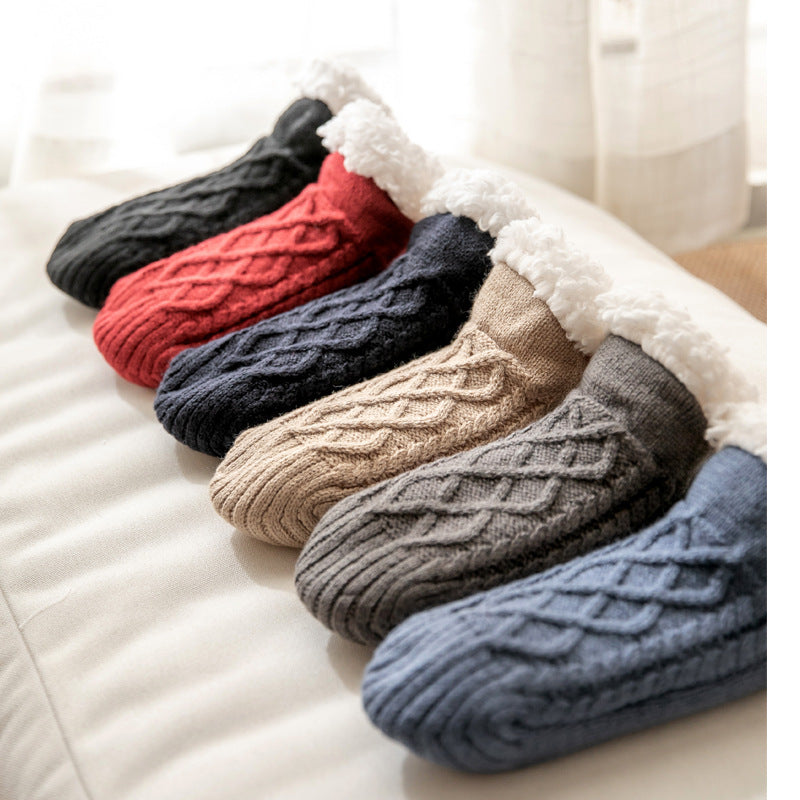 Soft Knit Style Winter Socks with White Fleece Lining in Multiple Colors