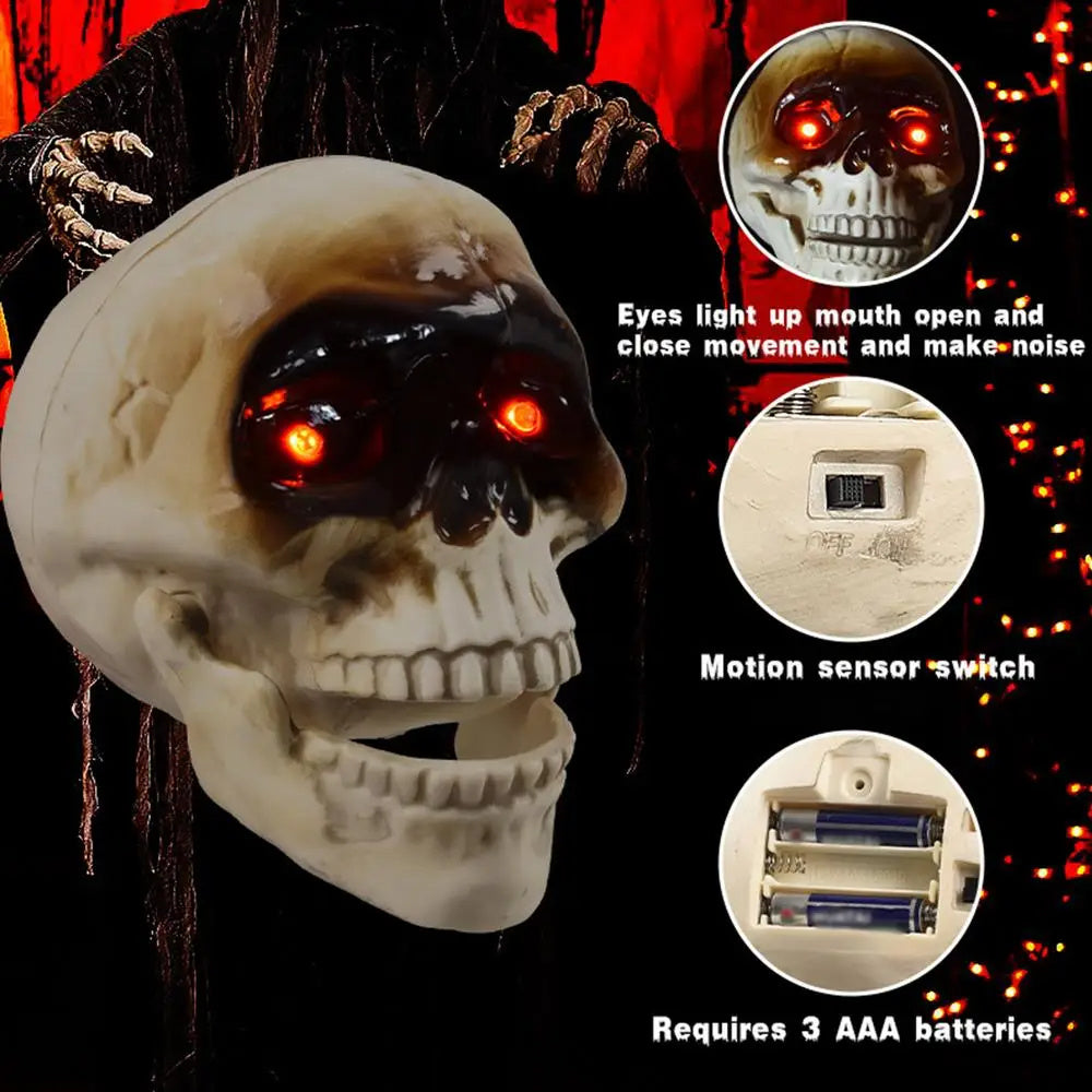 Licht Skull Animatronic met bewegingssensor Halloween -inrichting