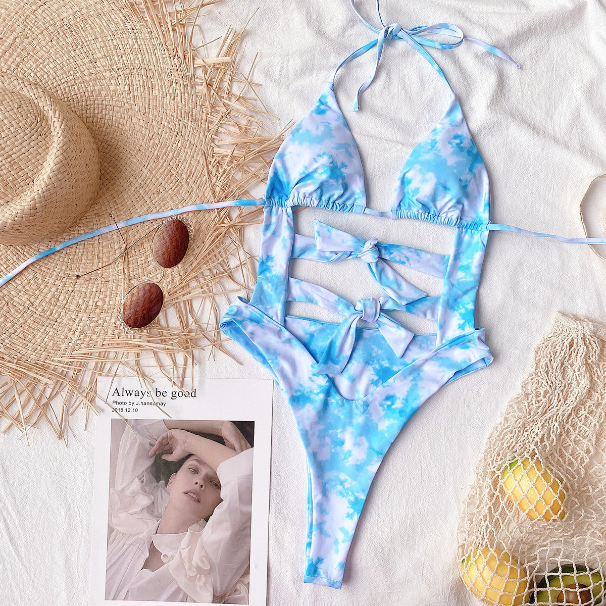 Women's One Piece Cutout Swimsui with Tie Details