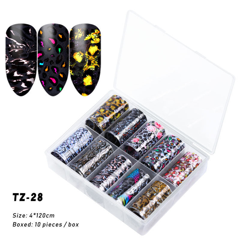 Multicolored and Multipatterned Nail Wraps 10 Piece Set