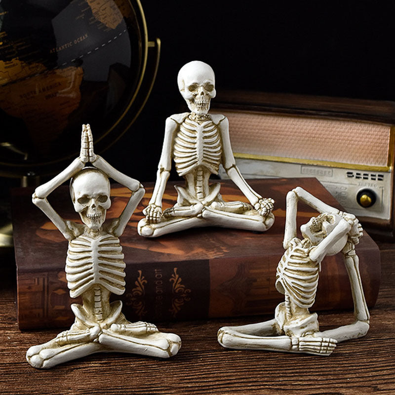 Skeleton in Yoga Poses Halloween Decorations with Non-Slip Base