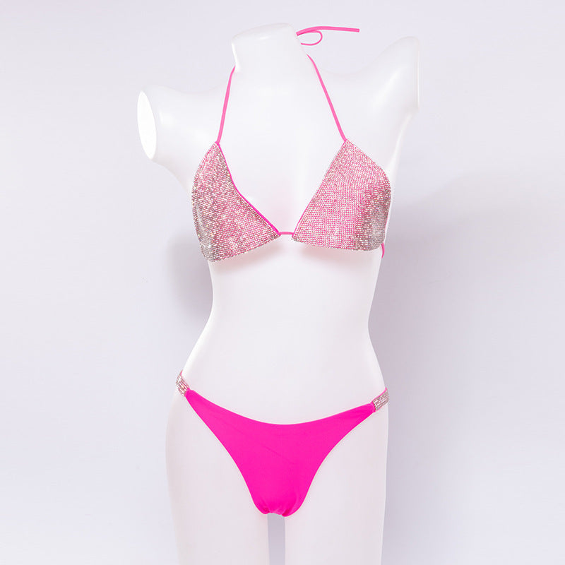 Glamoureuze tweedelige stringbikini voor dames met zilveren top