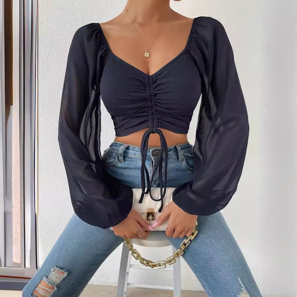 Women's Loose Fitting Billowy Sleeved Off the Shoulder Blouse