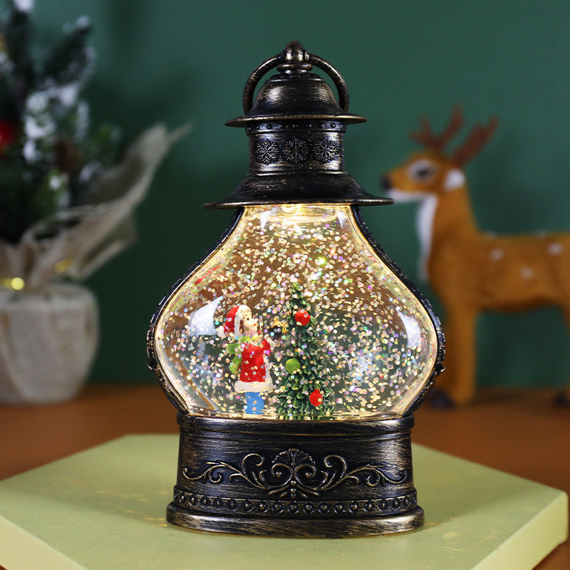 Cute Old Fashioned Christmas Snowglobe with Iron Wrought-Look