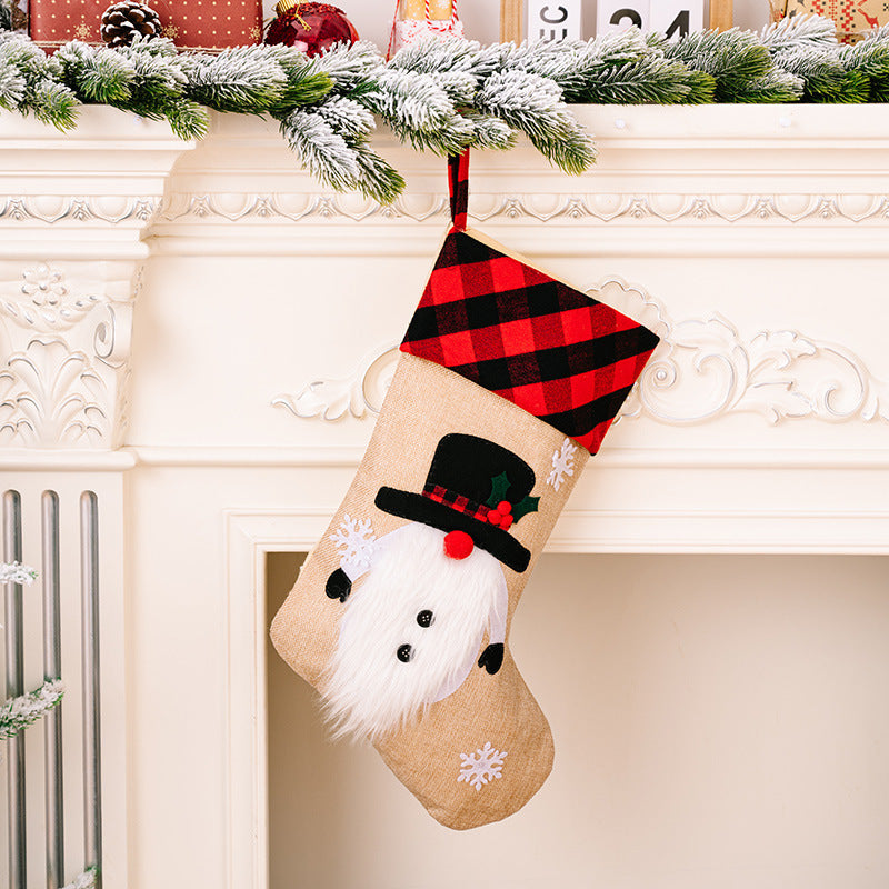 Cute Minimalist 3D Stocking with Red and White Checked Cuff