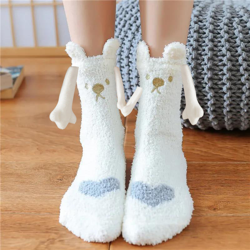 Adorable 3D Soft Fleece Crew Socks with Penguin Designs