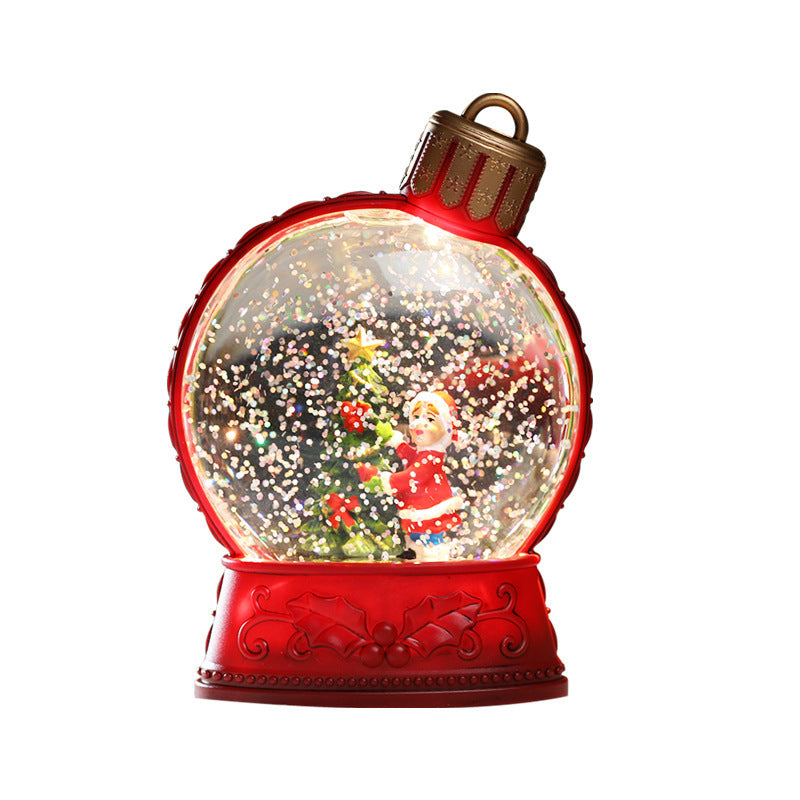 Festive Ornament-Shaped Light-Up Battery-Operated Plastic Snow Globe Christmas Decoration in Assorted Styles