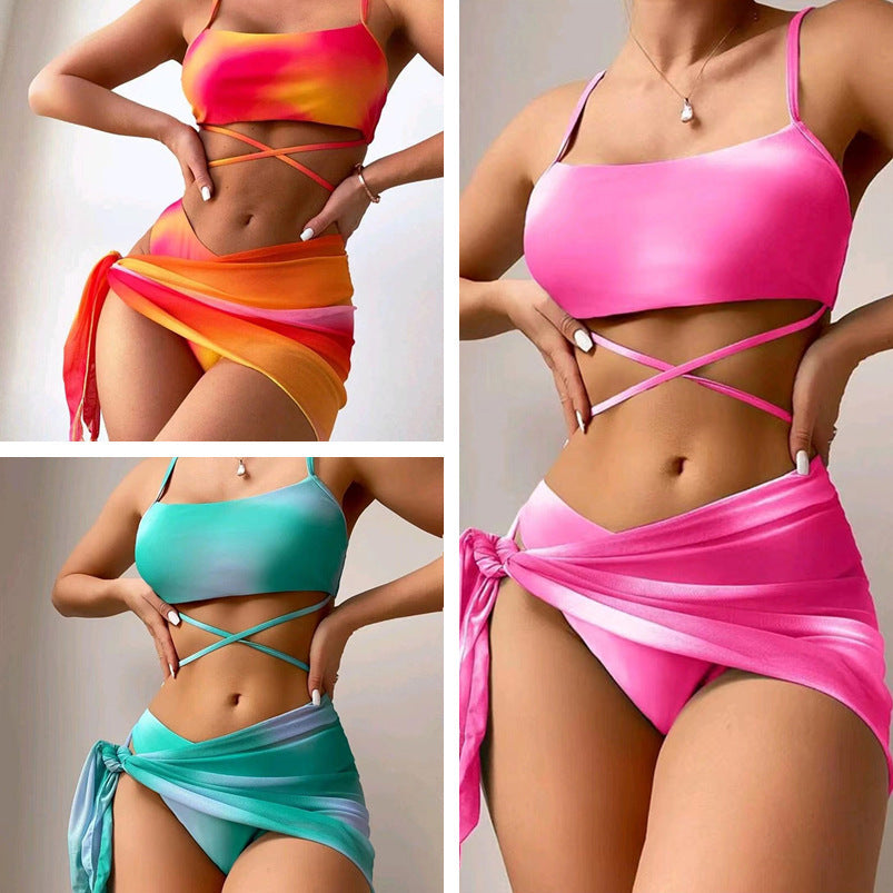 Women's Tie-Dye Three Piece Swimsuit Set