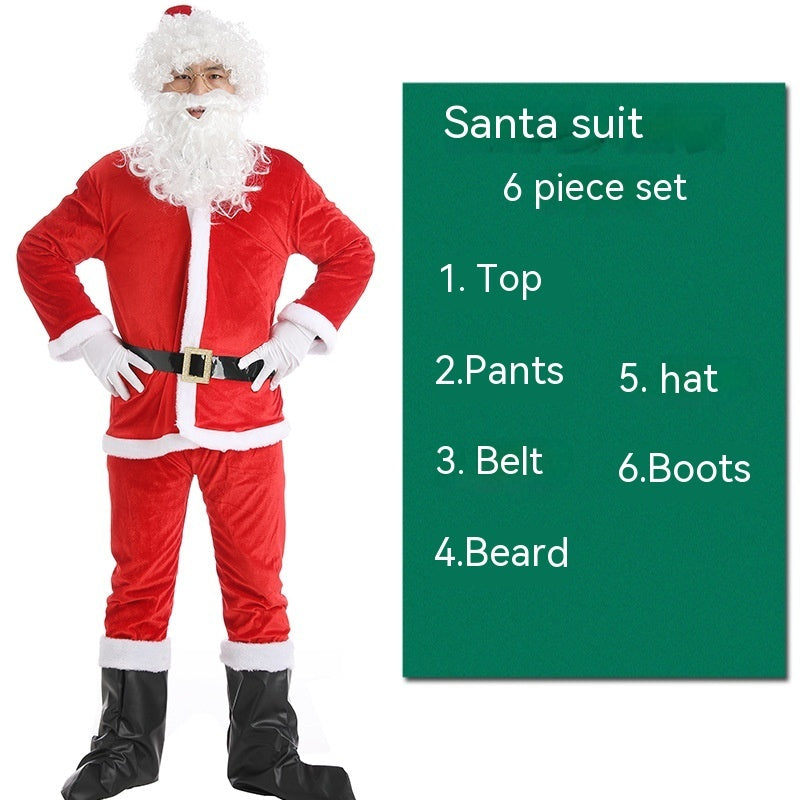 Adult Sized Full Body Santa Suit With Santa Hat and White Beard