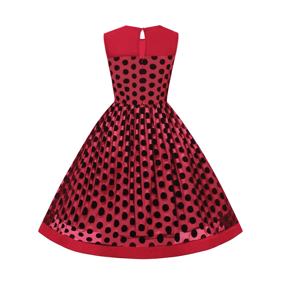 Velvet Polka Dot Overlay Sleeveless Dress