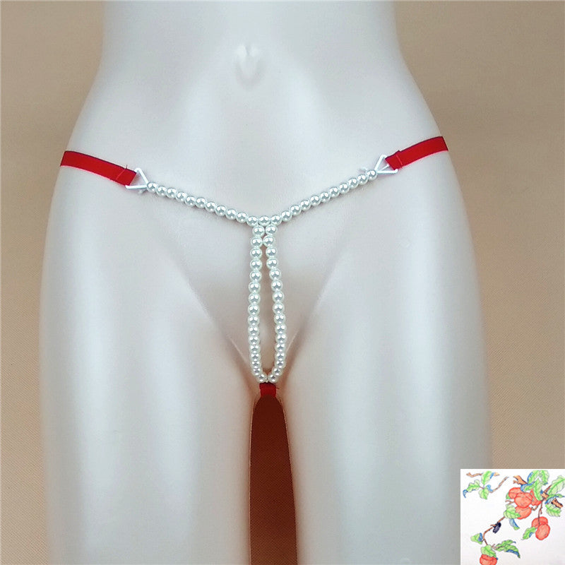 Dual Pearl String Front Butterfly Style Thongs