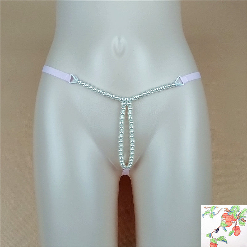 Dual Pearl String Front Butterfly Style Thongs