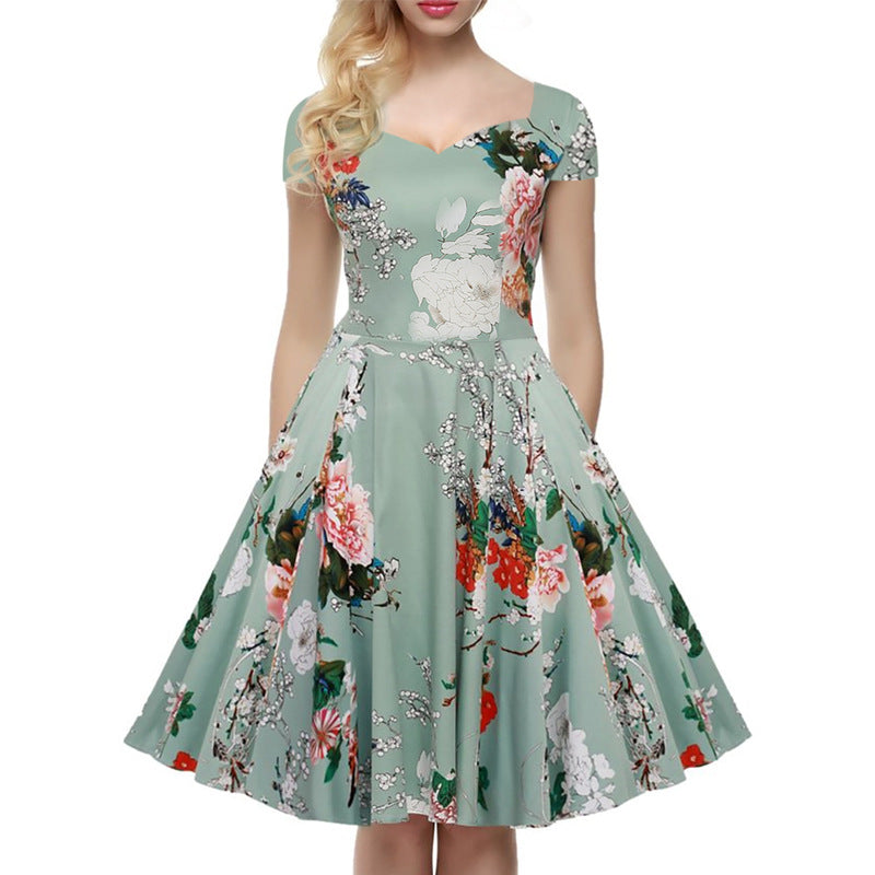 Mint Green Floral Sweetheart Dress