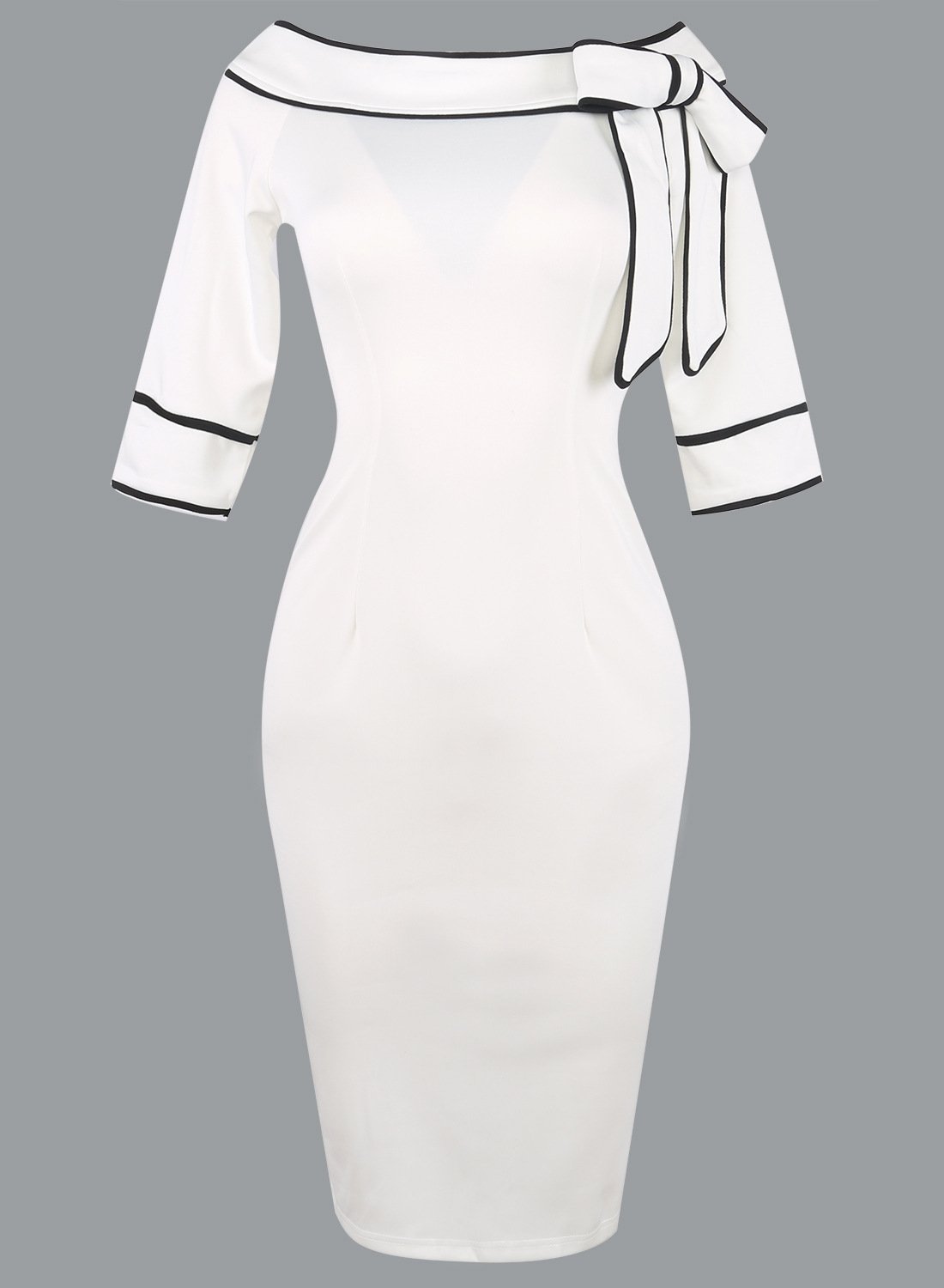 Portrait Collar Bow Sheath Dress