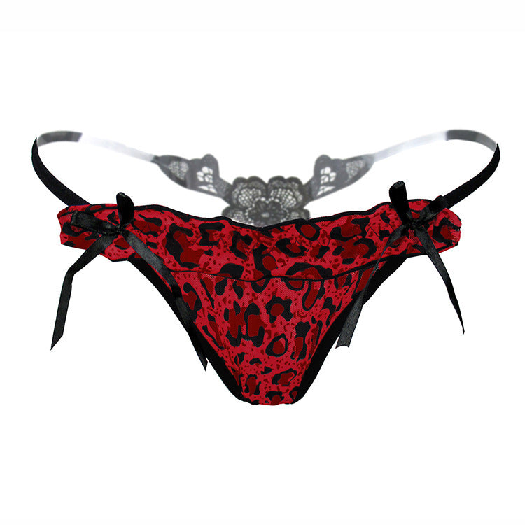 G-String mit Leopardenmuster und Blumenrücken