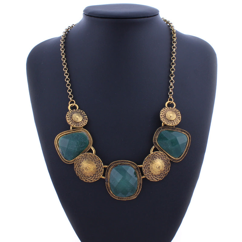 Collier Geometric Retro Gemstone Stone