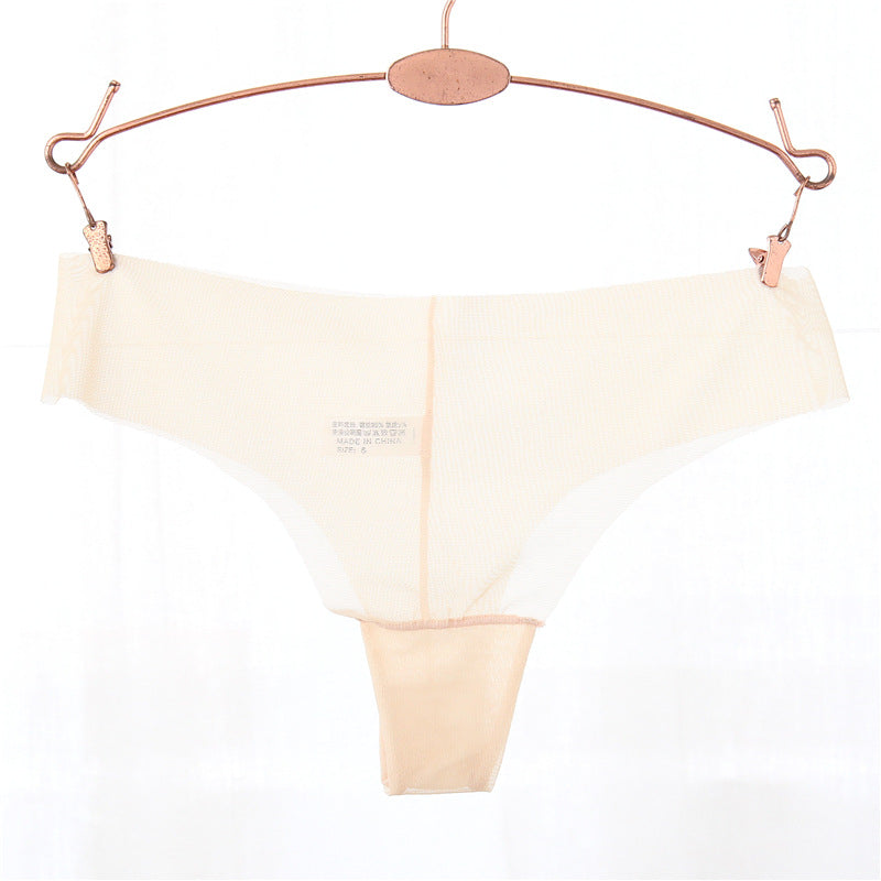 Raw Edge Transparent Mesh Thong Panty