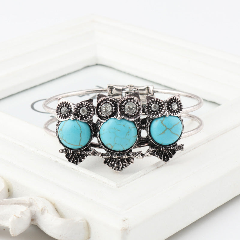 Turquoise Triple Owl Bracelet