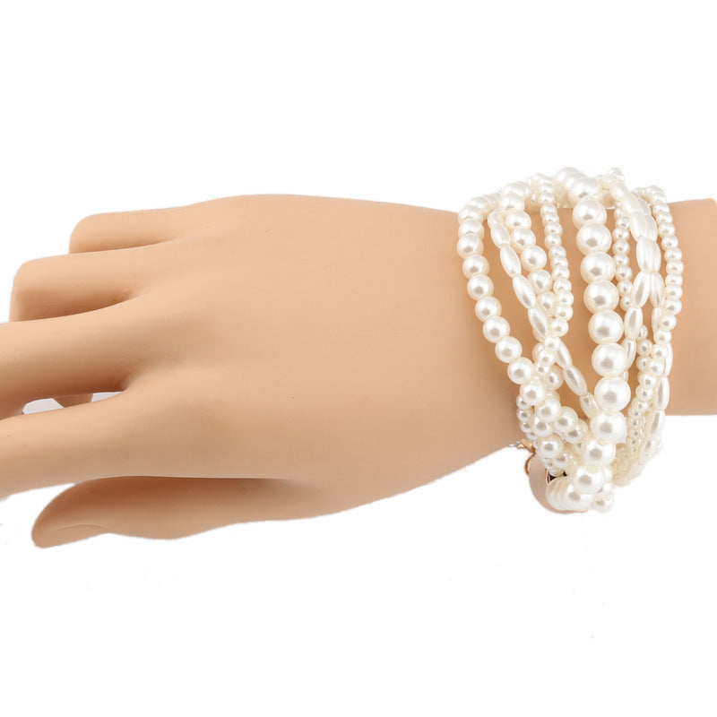 Multiple Strand Faux Pearl Bracelet