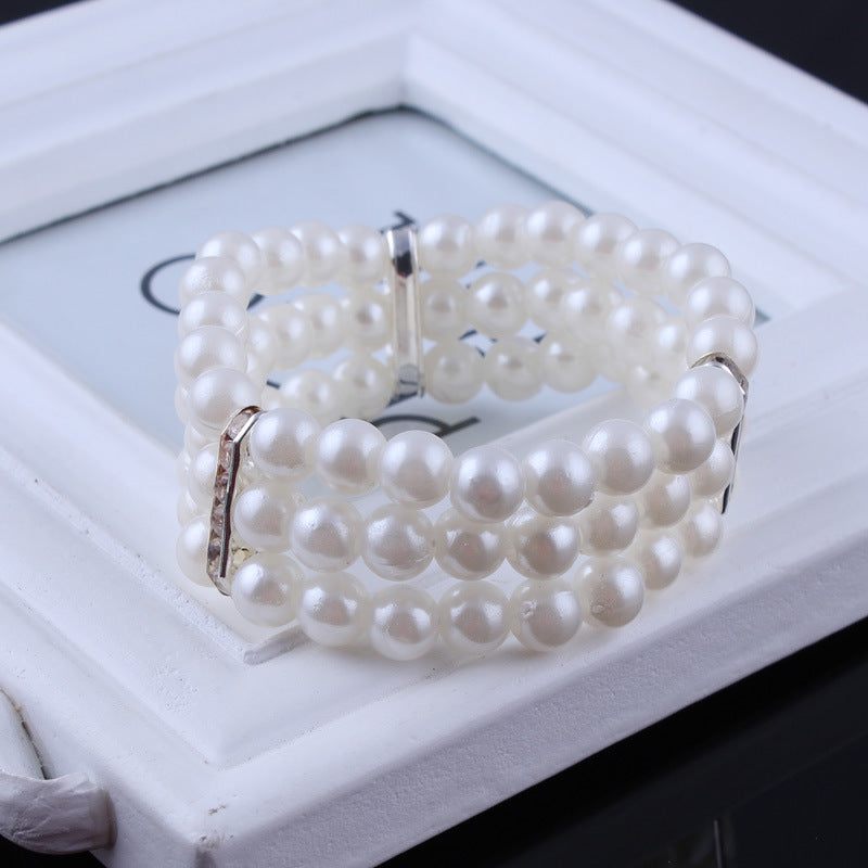 Three Tiered Faux Pearl Bracelet