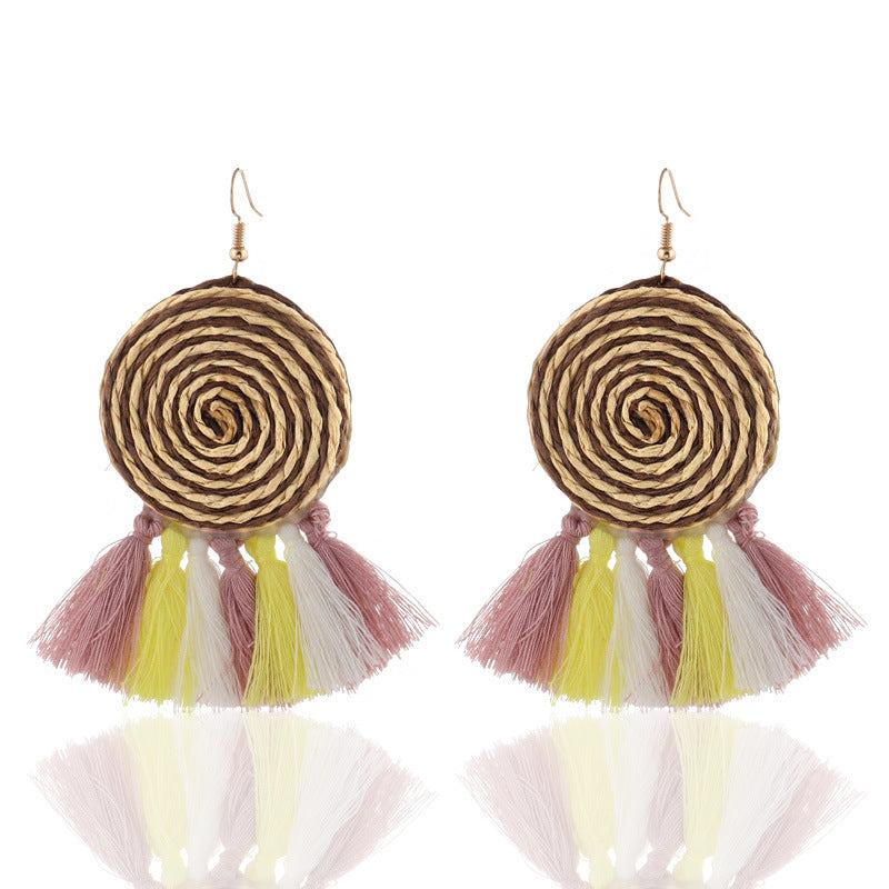 Woven Ring and Tassel Earrings