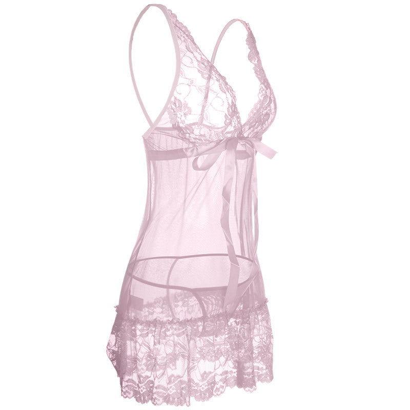 Babydoll-Dessous-Set mit Rüschen und Spitzensaum