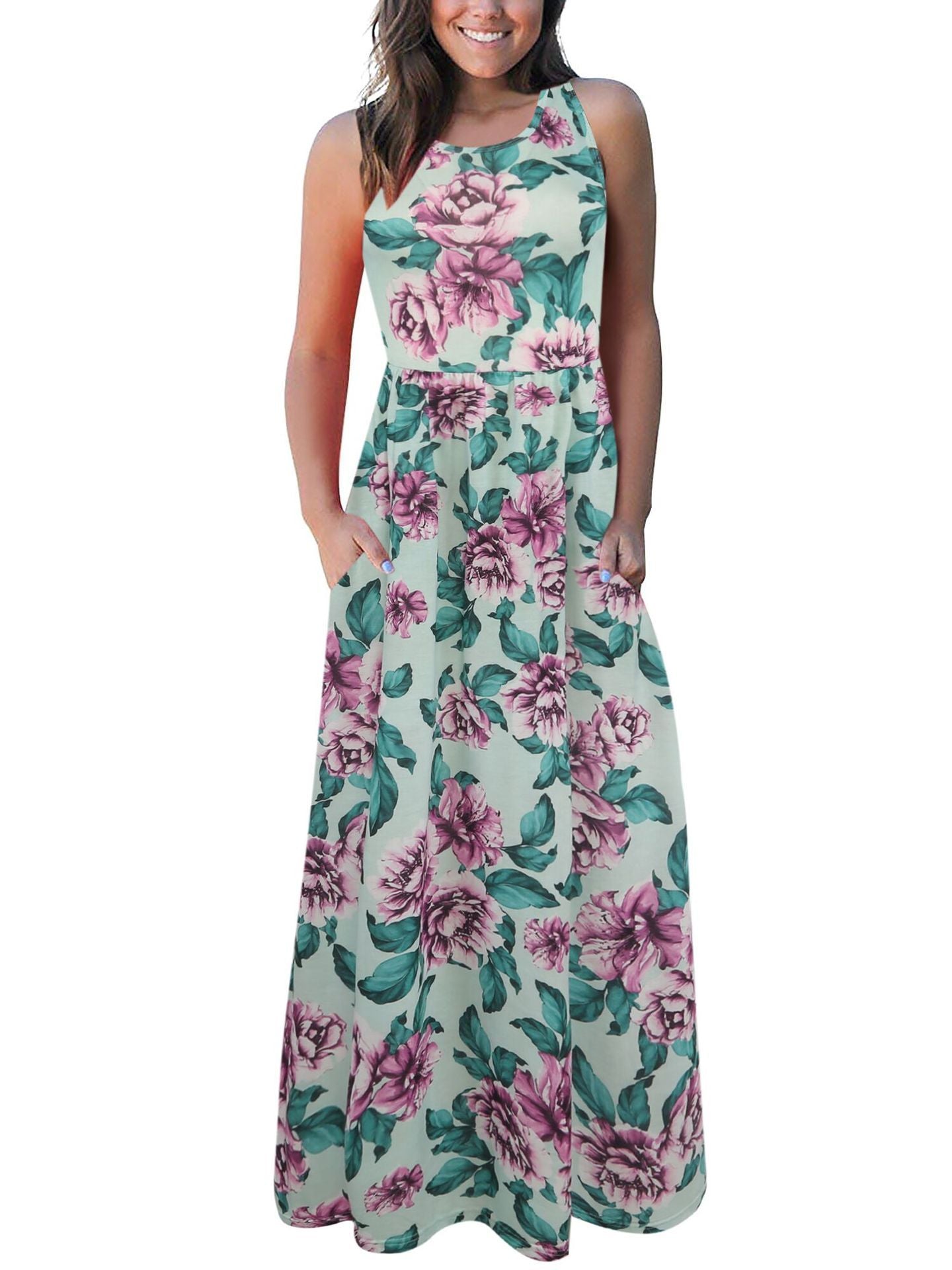 Floral Scoop Tank Maxi Dress