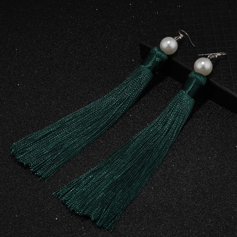 Rode Tassel Pearl Drop -oorbellen