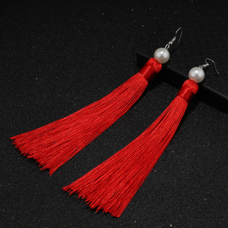 Boucles d'oreilles en perles de gland rouge