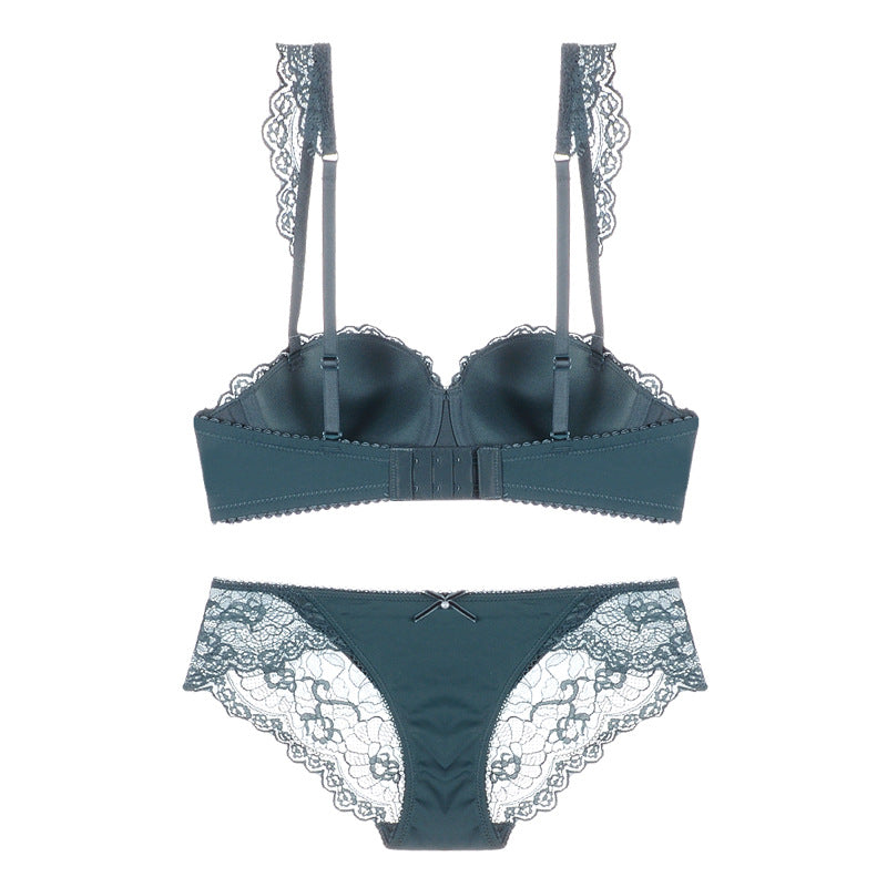 Lace Strap Balconette Bra and Panty Set