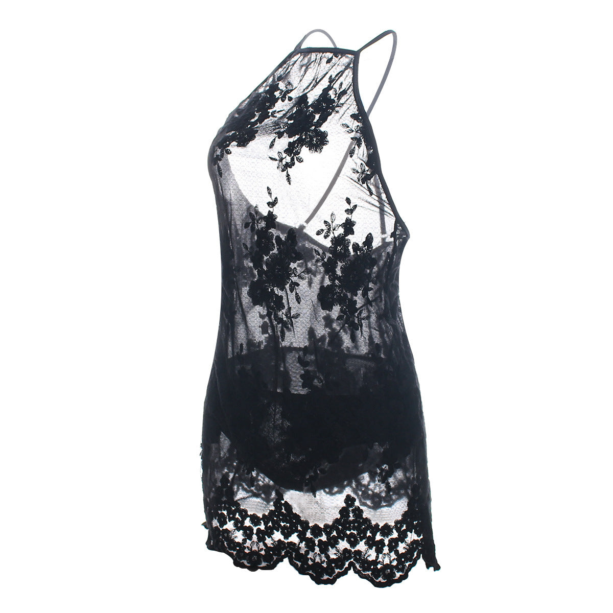 Scalloped Hem Lace Bib Lingerie Nightie