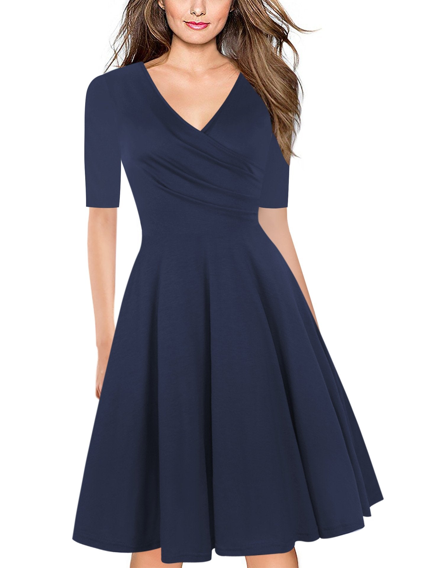 V-Neck Surplice Short-Sleeve Dress