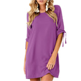 Solid Tie-Sleeve T-Shirt Tunic Dress