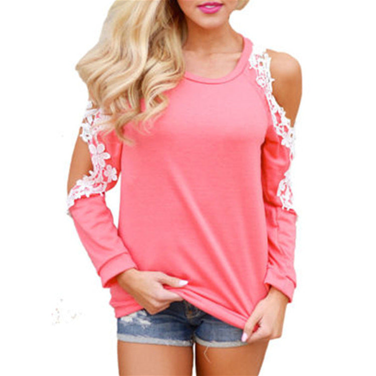 Floral Crochet Trim Cutout Top