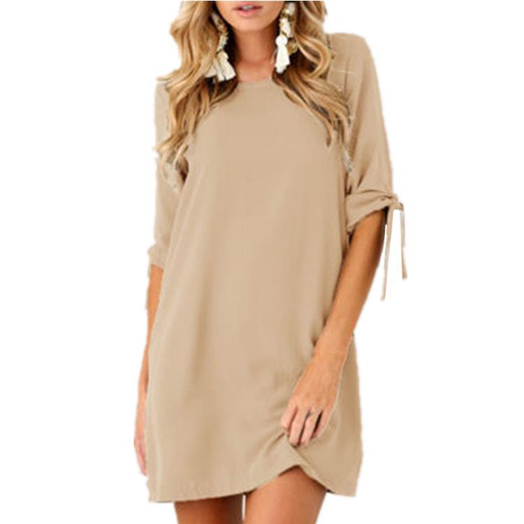 Solid Tie-Sleeve T-Shirt Tunic Dress