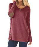 Triangle-Stitch Button-Accent Scoop Neck Tunic