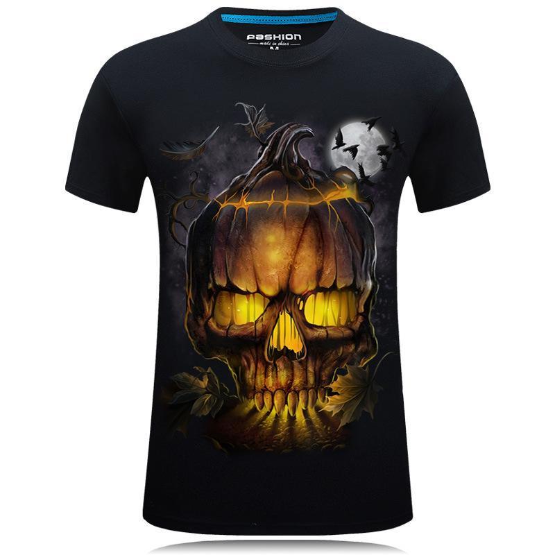 Camisa do crânio de abóbora do mal Halloween