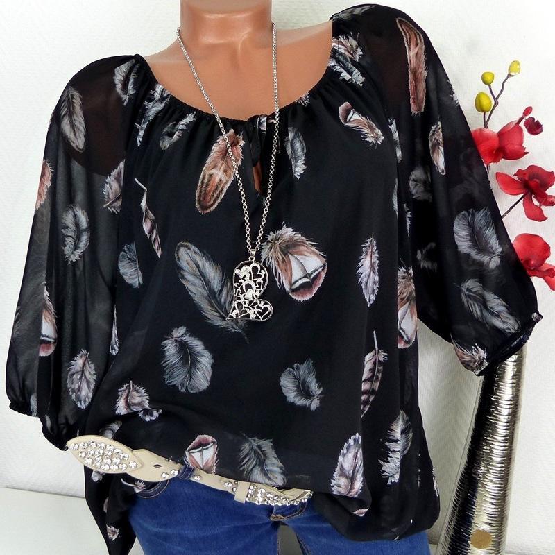 Gevallen veren stromende lagen blouse