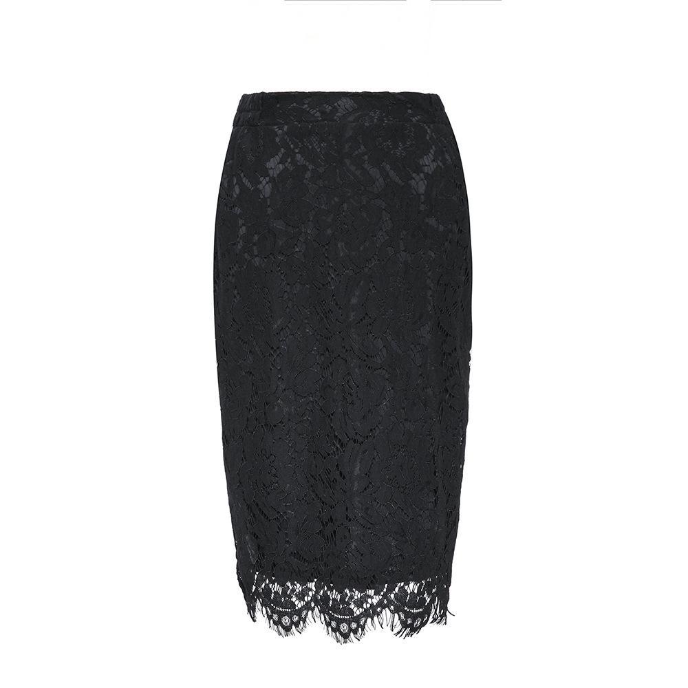 Floral Lace Fancy Hem Pencil Skirt